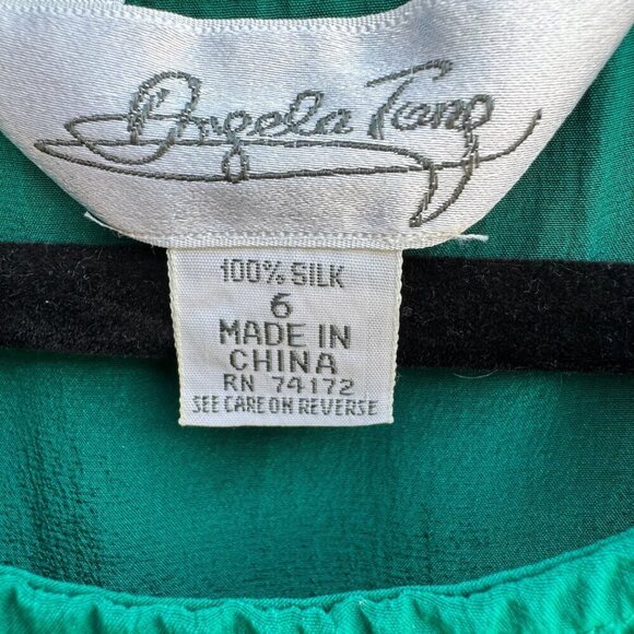 Angela Tong Womens Silk Sleeveless Lightweight Minimalist Green Blouse Top 6 - Picture 3 of 8